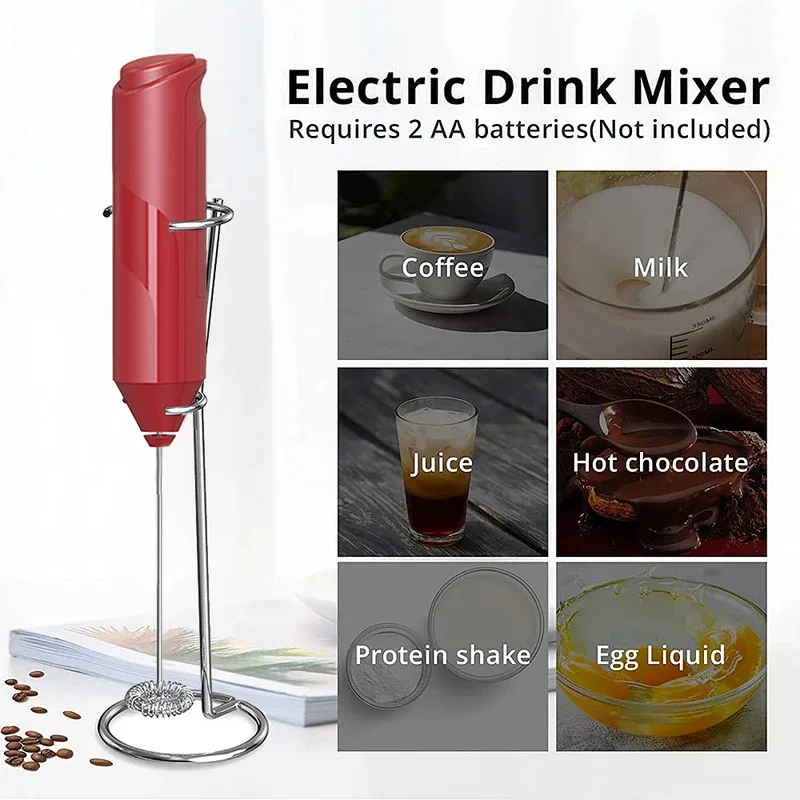 Electric Milk Frother Coffee Maker Handheld Whisk Beater Foam Maker Drink Mixer With Stand Kitchen Milk Coffee Egg Stirring Tool view 6