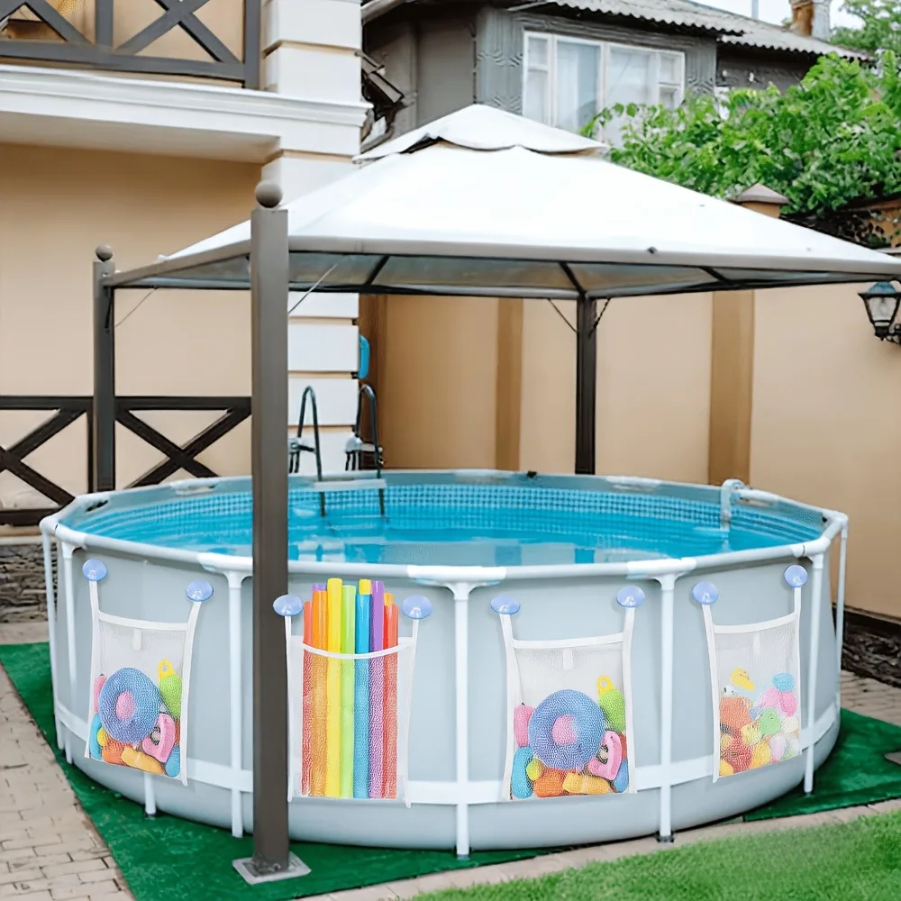 2pcs Poolside floating object storage set. Organizing Pool Toys, And Equipment - Above-Ground Pool Toy Storage, Mesh Swim Bag