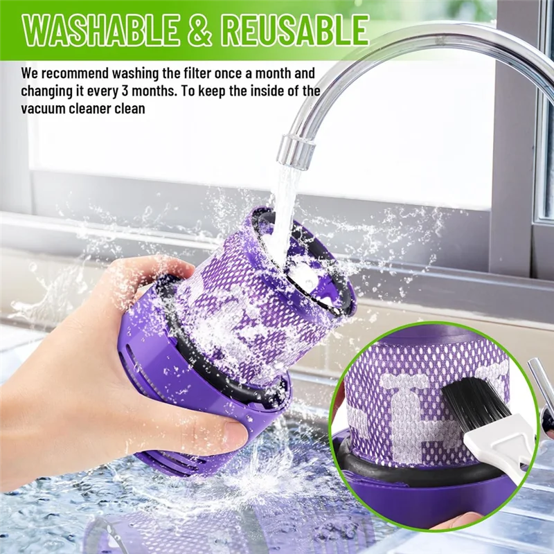 M04K waschbare Ersatz-Hepa-Filter, Staubsauger-Filterset für Dyson V10, SV12, DY 969082-01