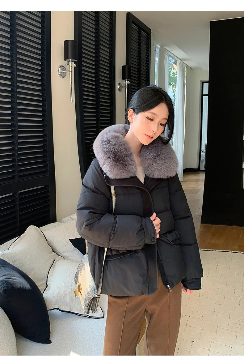 Simple Faux Fur Collar Padded Parka Women Thick Warm Winter Puffer Jacket 2026 Ladies Office Wear Casual Solid Zipper Outerwear