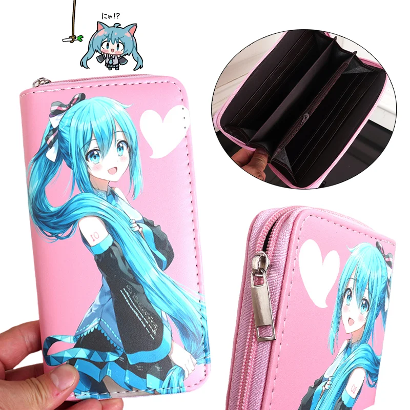 

Hatsune Miku Coin Purse Kawaii Female Pu Leather Wallet Card Holder Cartoon Student Wallets Storage Bag Card Package Gifts