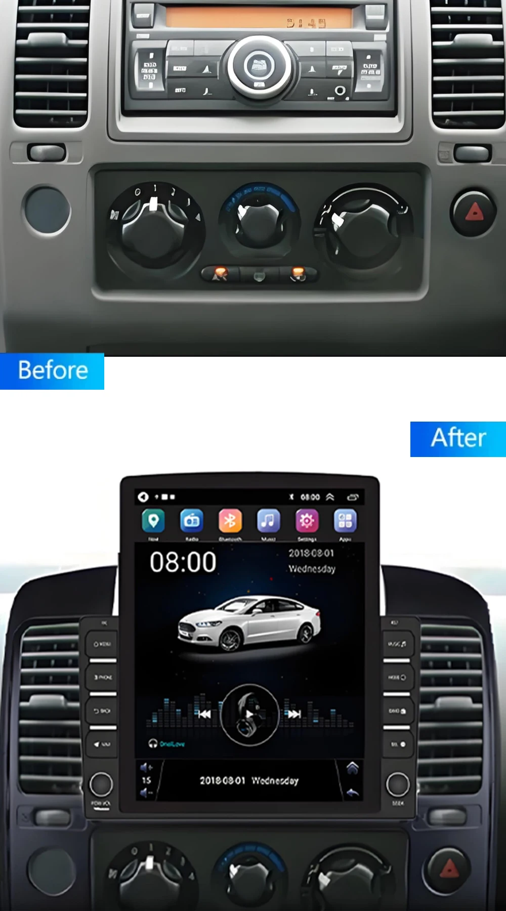 9.7 "نمط عمودي لشاشة تسلا أندرويد 15 راديو السيارة لنيسان نافارا 2006-2012 نظام تحديد المواقع والملاحة مشغل وسائط متعددة 2 Din