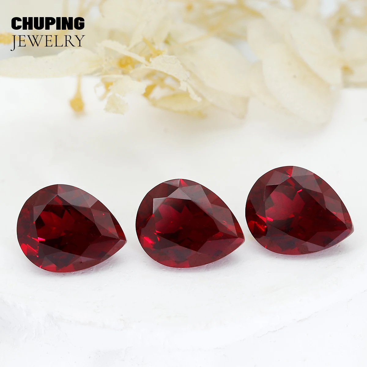 

ChuPing Pear Cut Lab Mozanbique Ruby Loose Store For Making Selectable AGL Certificate 3A+ Grade Lab Grown Mozambique Ruby
