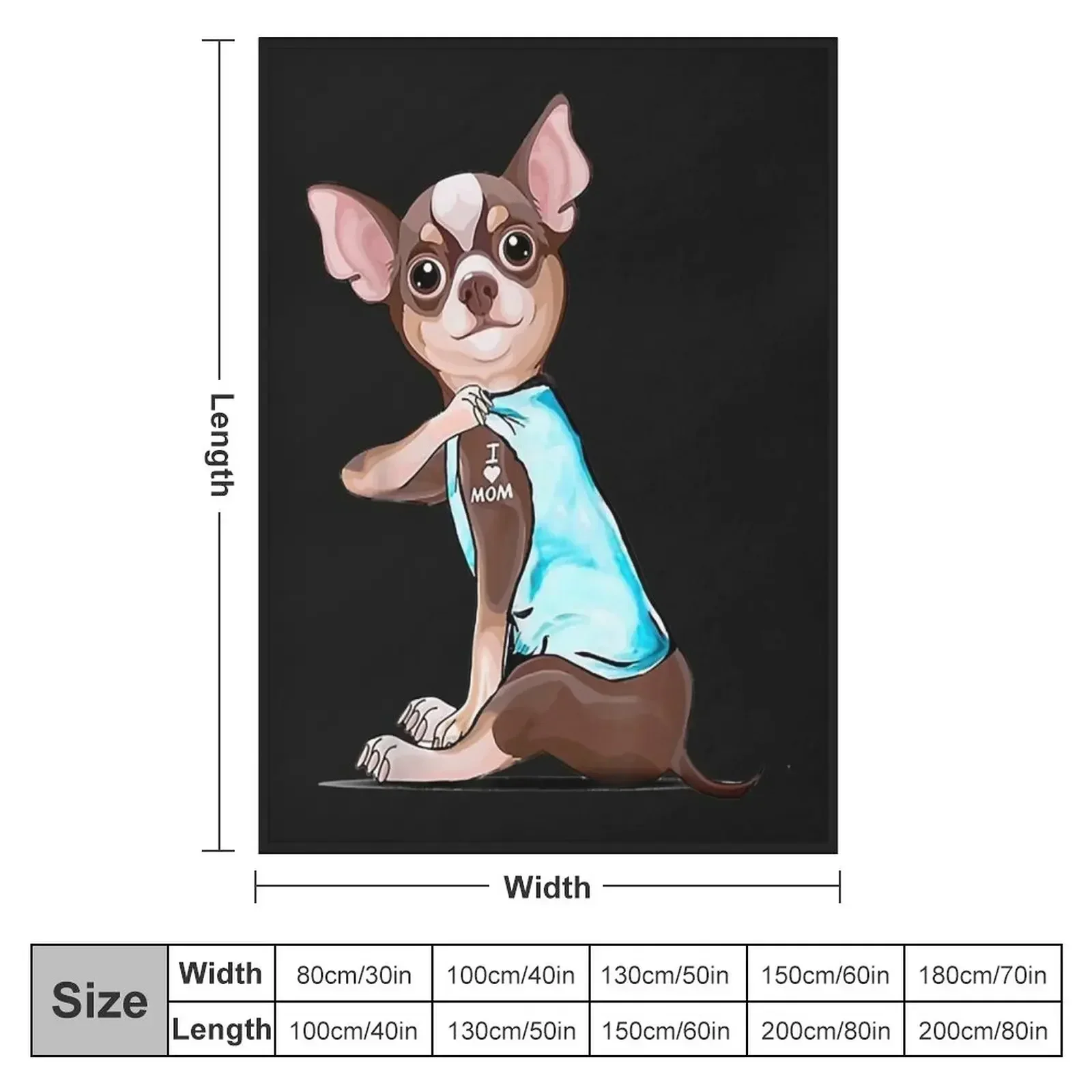 I Love Mom Funny Chihuahua Tattooed Throw Blanket Moving Bed covers Heavy Luxury Brand Hairys Luxury Blankets