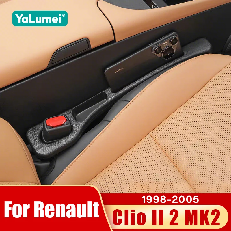 For Renault Clio II 2 MK2 1998 1999 2000 2001 2002 2003 2004 2005 2PCS Universal Car Seat Leak Proof Strip Gap Side Seam Storage