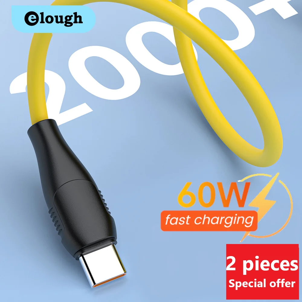 Elough  60W Type C to Type C Fast Charging Cable C to C Data Cable Phone Charge  For Huawei Xiaomi Oppo On Phone