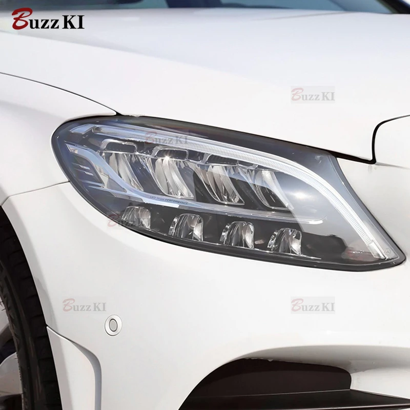 Car Headlight Protective Film Smoked Black Tint Wrap Vinyl Transparent TPU Sticker For Mercedes Benz C Class W205 C63 S205