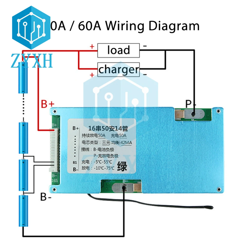 BMS 16S 51.2V 58.4V 100A 120A 60A 50A LiFePO4 akumulator ładowania pokładzie bilans korektor temperatura NTC ochrona dla Ebike