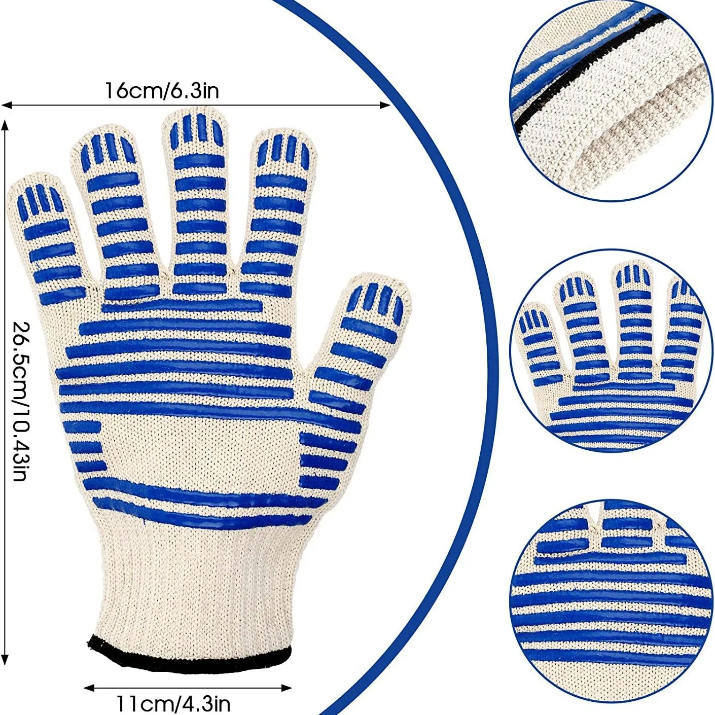 Anti scald heat-insulating and gloves for barbecue baking kitchen and five finger thick silicone anti slip gloves