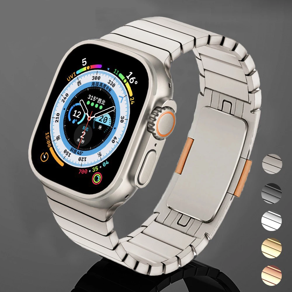 Titanium color band For Apple Watch Ultra 2 49mm 9 8 7 5 4 se 6 loop for iwatch 45mm 41mm 44mm 38 40mm stainless steel bracelet