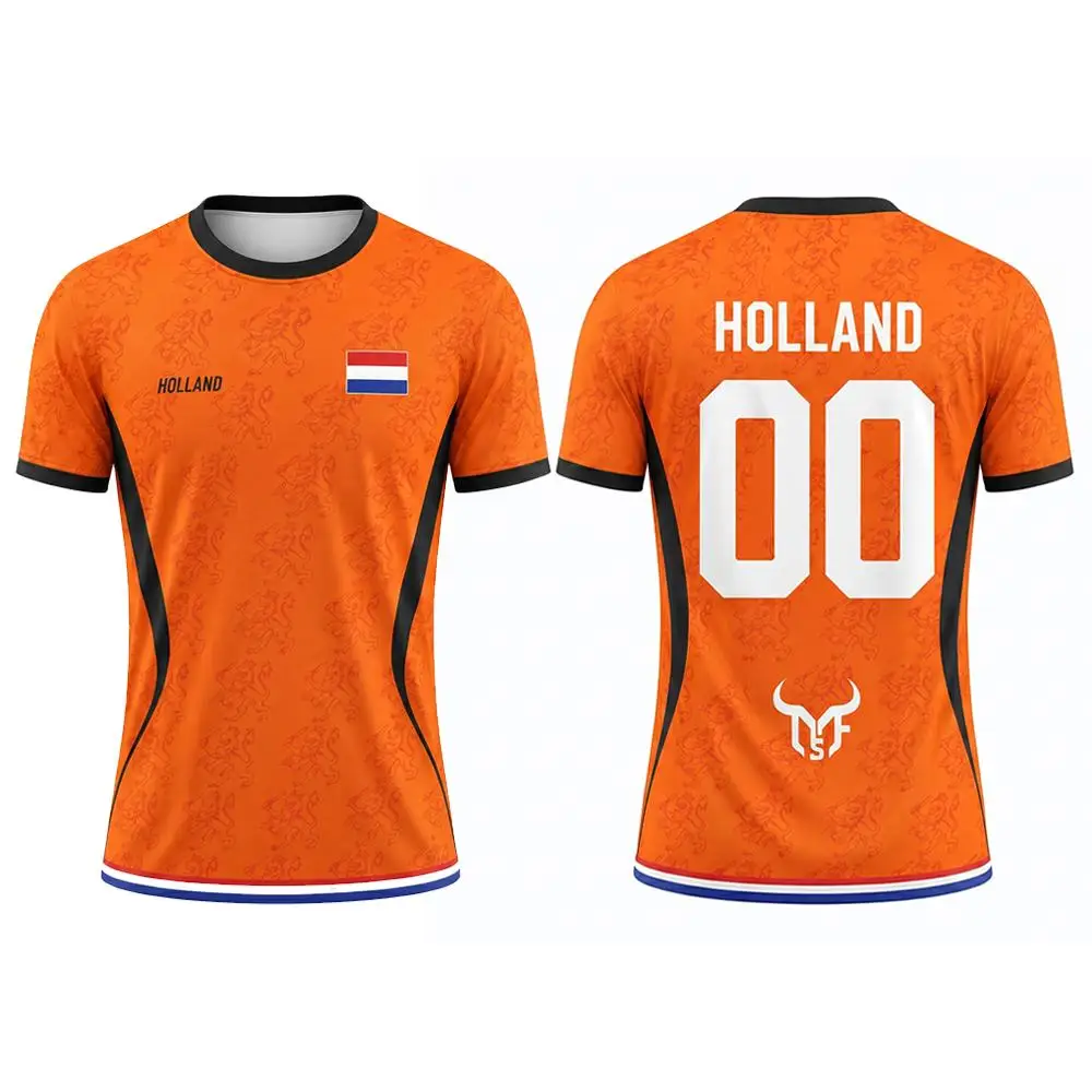 T-Shirt mit niederländischer Flagge, bedruckt, Sommer, neues, atmungsaktives T-Shirt für Outdoor-Sportarten, lässiges Sport-Trainings-Fußball-T-Shirt für Herren und Damen – Detail 7