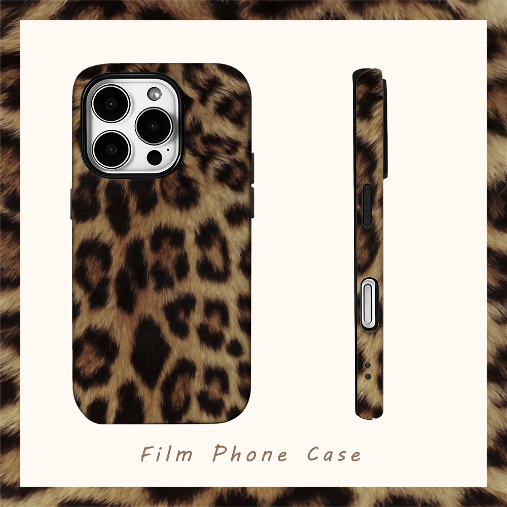 

Leopard Print Pattern Phone Case for IPhone 16 15 14 13 12 11 X XS XR XSMAX 7 8 Pro Max Plus Double-layer Back Cover