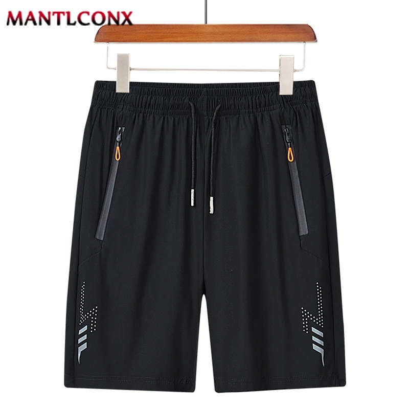 NEW Summer Quick Dry Men\'s Shorts Sports Zipper Pockets Solid Drawstring Board Beach Short Pants Men Loose Short Sweatpants Male