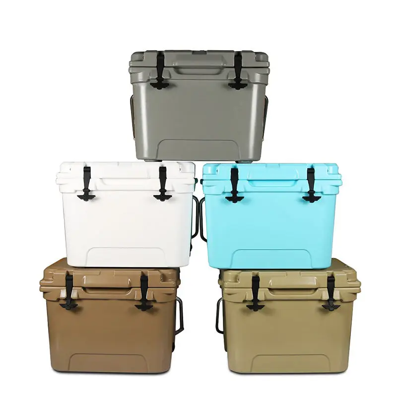 20L Customized Logo Plastic Insulated Camping Cooler Box With Handle Durable Ice Cooler Box For Outdoor Storage Insulated Box