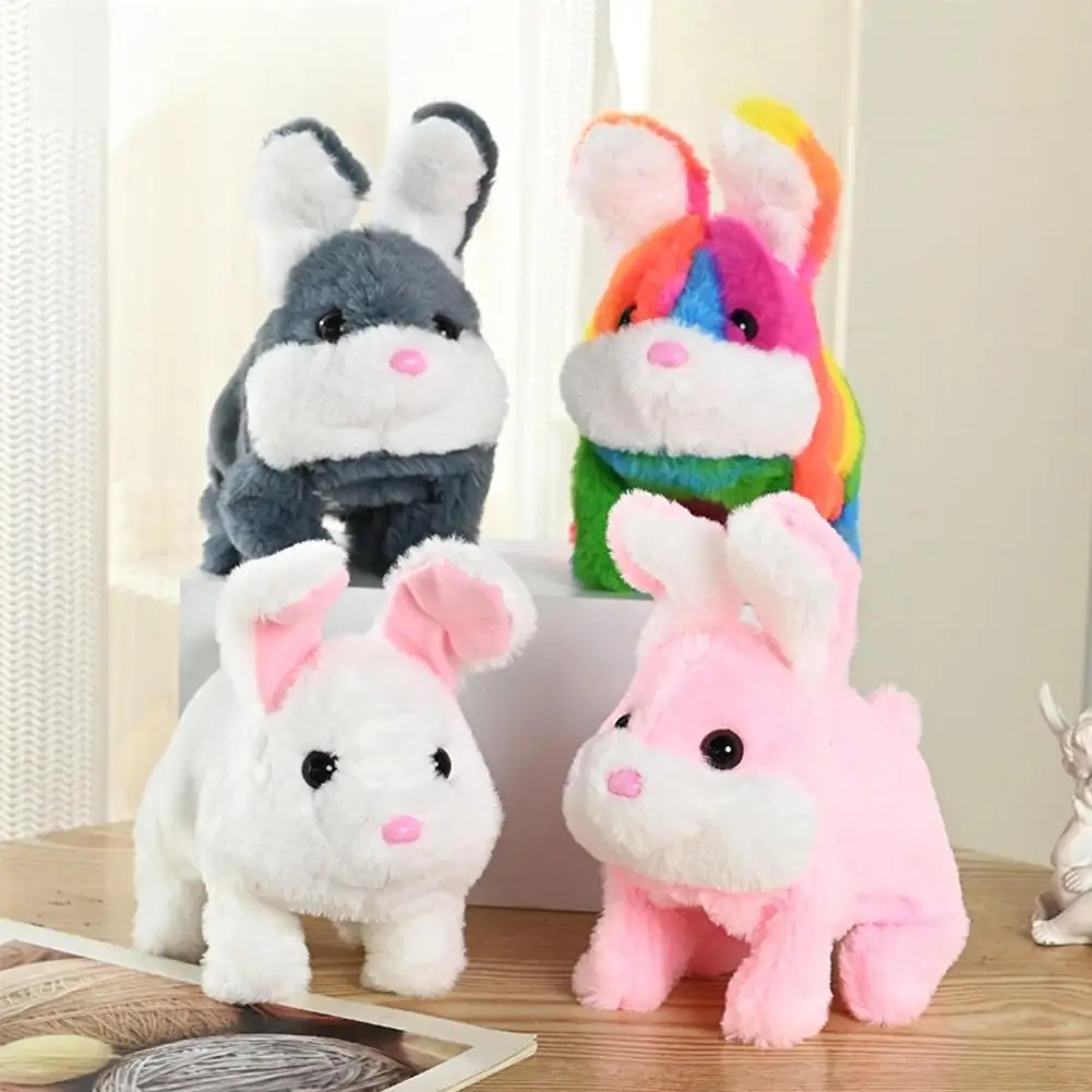 Electronic Plush Rabbit Toy Robot Animal Pet Walking Jumping Running Shake Ears Cute Electric Bunny For Kids Birthday Gifts