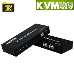 4K 30Hz HDMI KVM Extender 60M 120M over Rj45 Cat5e/6 Cable HDMI USB KVM Ethernet Extender Support Mouse Keyboard for PC HDTV NVR