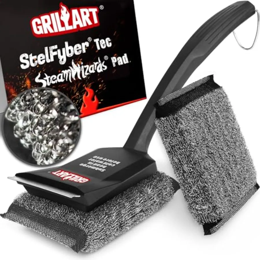 

SteamWizards Grill Brush Bristle Free Safe BBQ Grill Brush for Outdoor Grill Flat Top Grill Cleaner with Replaceable Head Suita