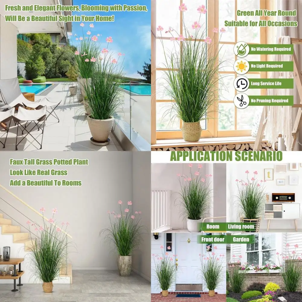 

Искусственные высокие растения с корзиной, 47, искусственная пампасная трава, напольные растения, домашний декор зелени, большие стебли, домашнее растение