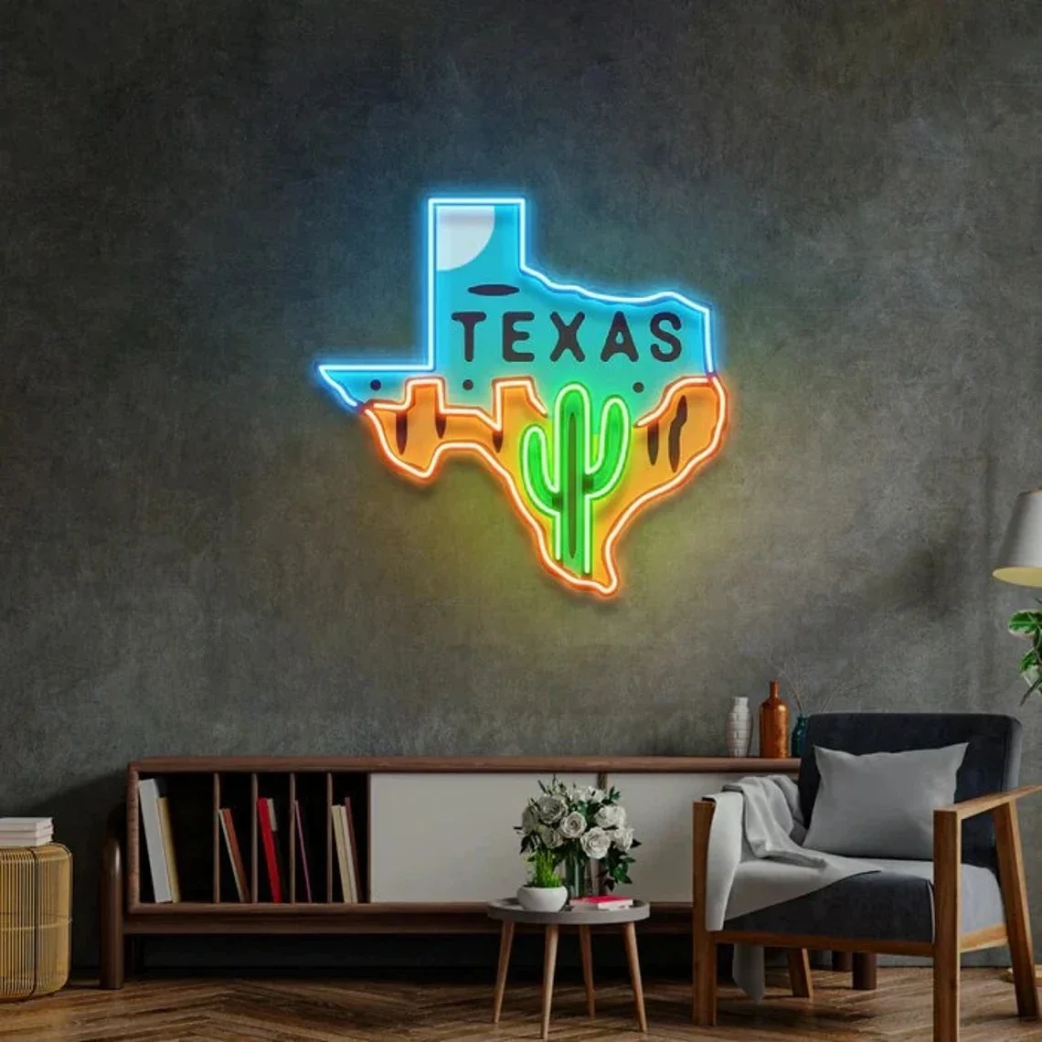 Custom Personalized Texas Map Painting Neon Led Light Sign for Couple and Abstract Neon Home Decor House Wall Hanging Art Sign G