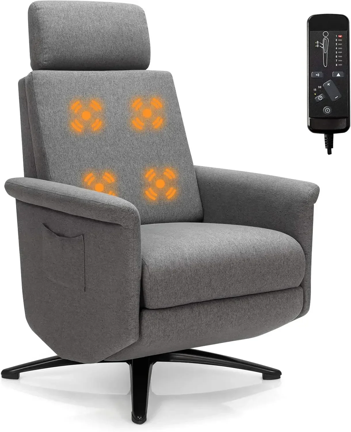 

Recliner Chair with Vibration Massage, 360 Degree Swivel Reclining Sofa Chair, Adjustable Headrest & Footrest