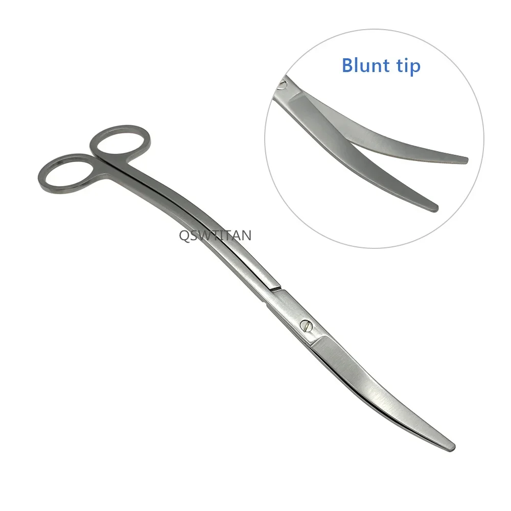 QSWTITAN Dental Stainless Steel Scissors Curved Wave Scissors 24cm Blunt Tip Surgical Tools