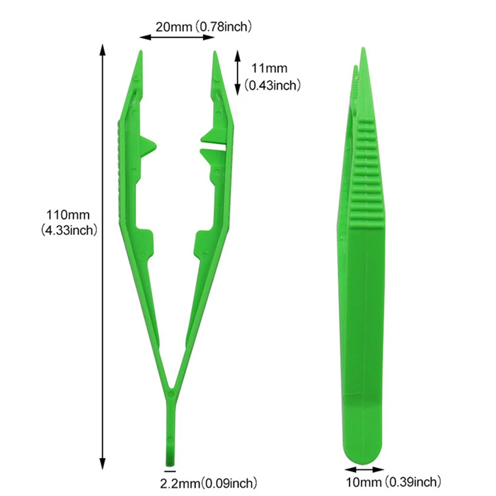 플라스틱 클립 어린이 DIY 장난감 트위저 공예 구슬 수제 도구, 어린이 식물 곤충 공부 학습 액세서리, 11x2.5cm, 1PC