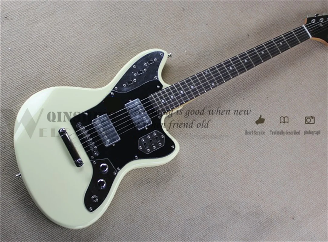 6-string electric guitar, Jagu cream guitar, rosewood fingerboard, fixed bridge, vintage buttons