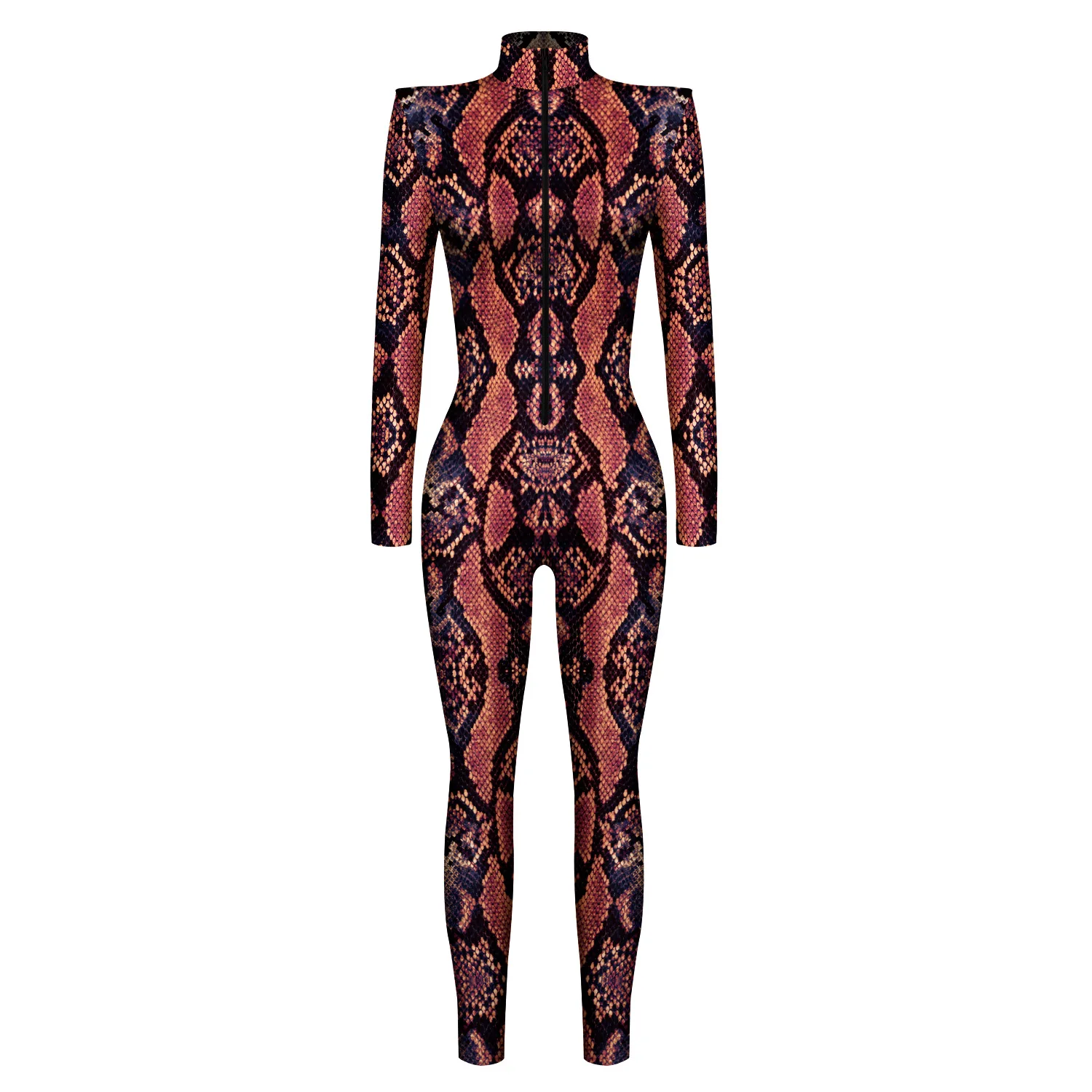 Damen Herren 3D-gedruckter Tier-Schlangen-Python-Schädel Cosplay-Jumpsuit Erwachsenen-Halloween-Cosplay-Zirkus-Radfahrer-Kostüm Karneval-Bodysuit – Detail 27