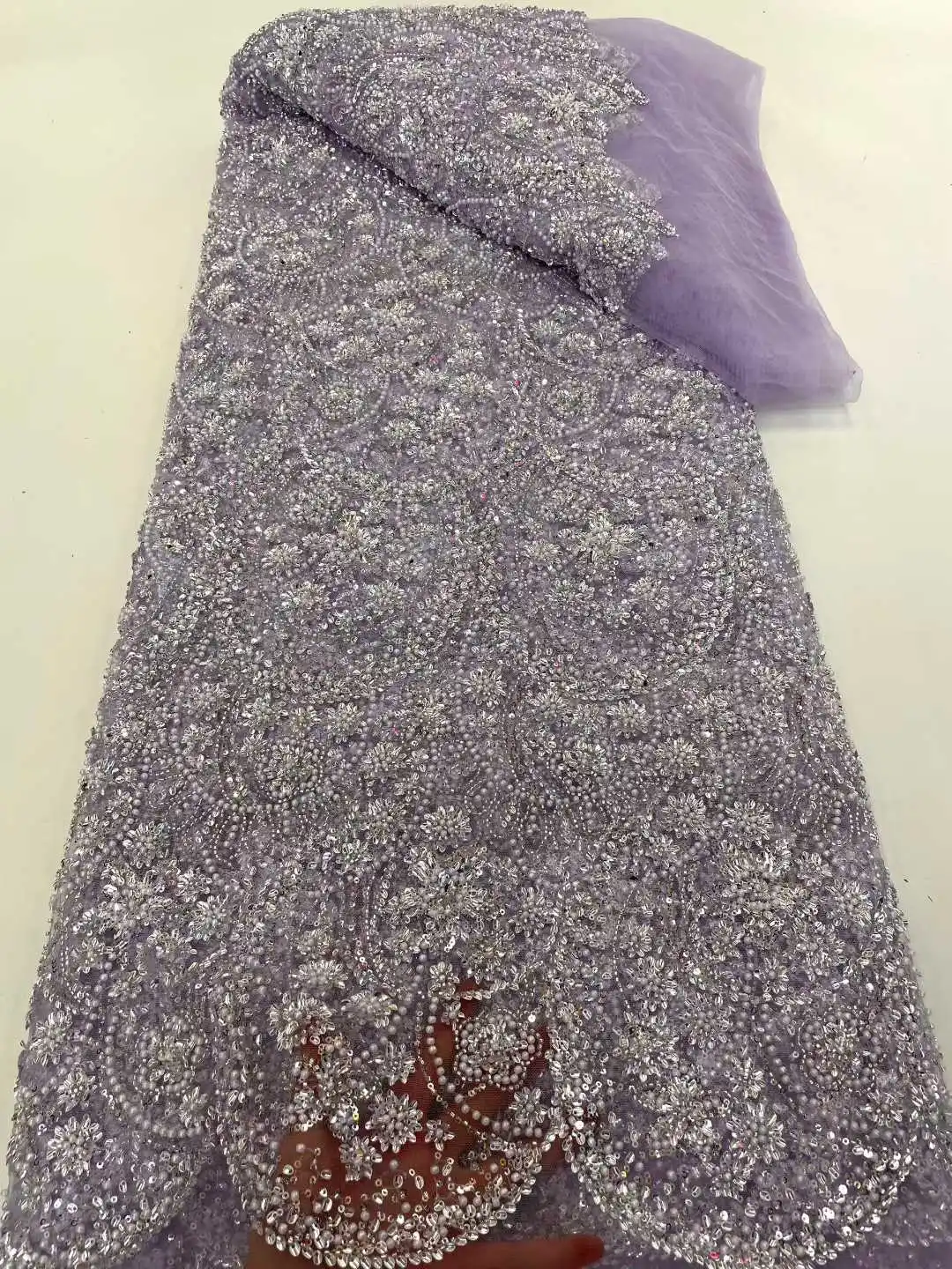 

Latest African Sequence Lace Fabrics, Groom Embroidery, French, Nigerian Wedding Material, High Quality, Heavy beads Lace Fabric