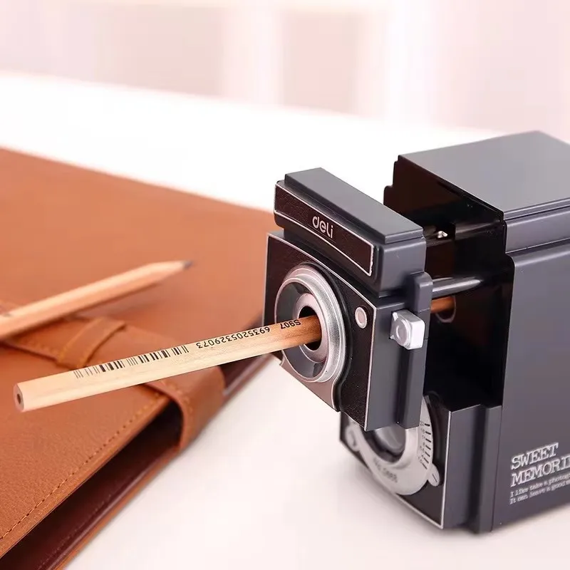 DELI 0668 Rotary Pencil Sharpener Pencil Cutter Gift Camera Cute Sharpener Knife Smooth Sharpening School Accessories