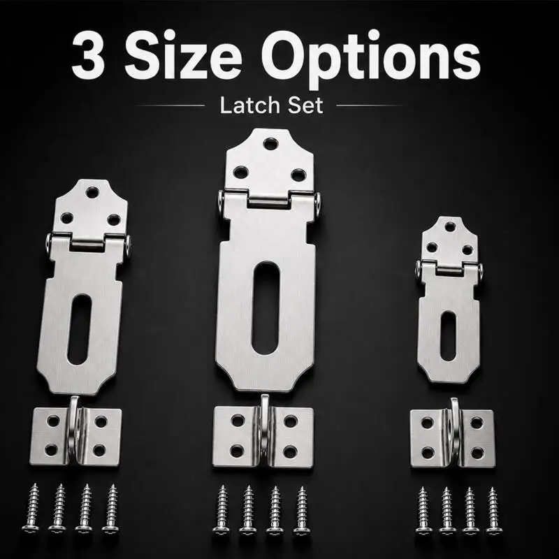Stainlessy Steel Padlock Hasp Door Clasp Lock 90 Degree Right Angle Shed Gate Latch Household Burglar-proof Bolt Door Buckles