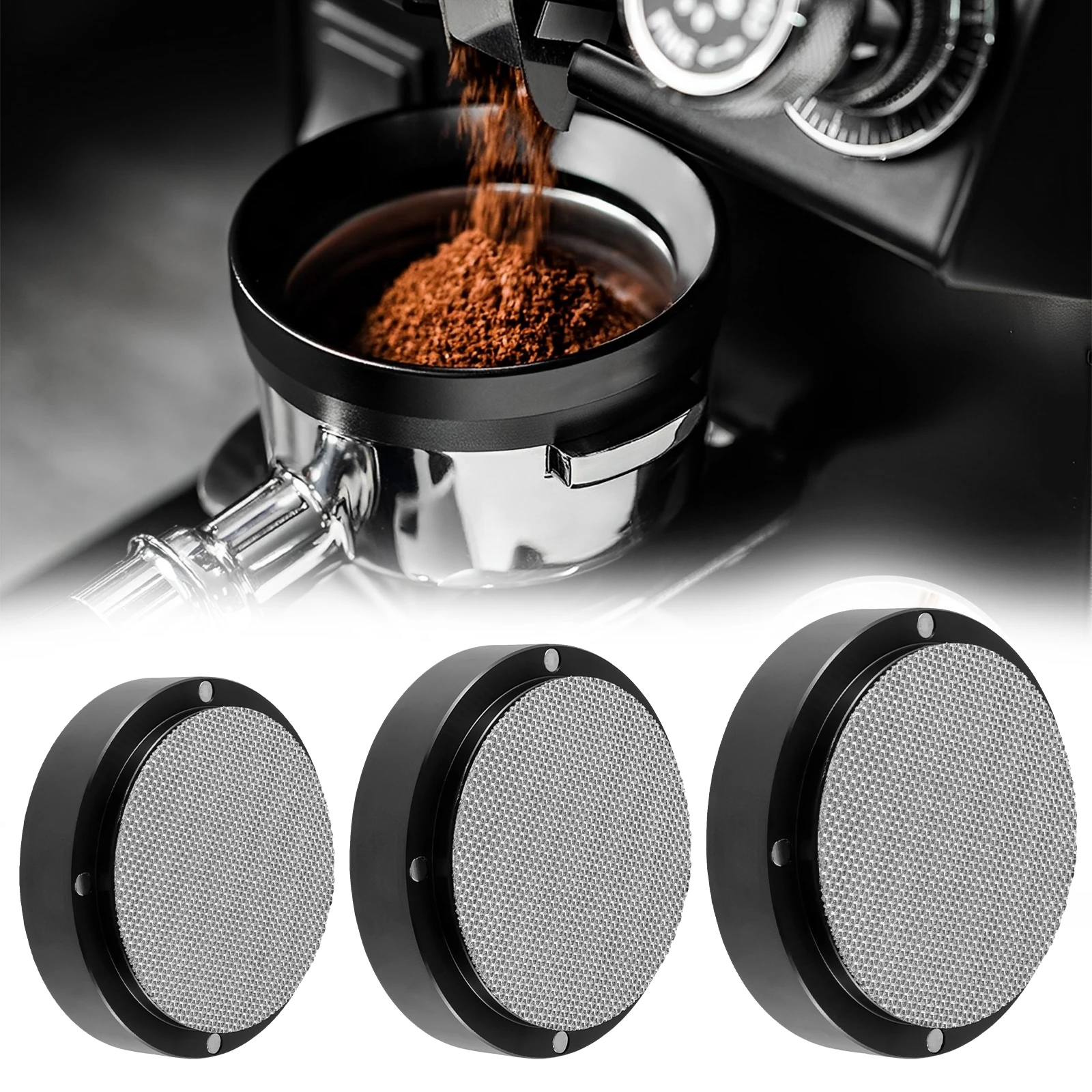 Dosing Funnel with Water Separating Net Metal Coffee Funnel 53mm/58mm/51mm Portable Dosing Ring Reusable Coffee Tools