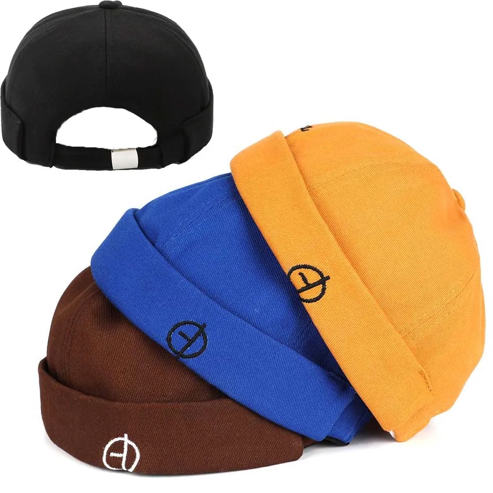 

Retro Cotton Brimless Hip Hop Hats Fashion Men Docker Cap Skullcap Multipurpos Portable Solid Color Adjustable Soft Top Hats