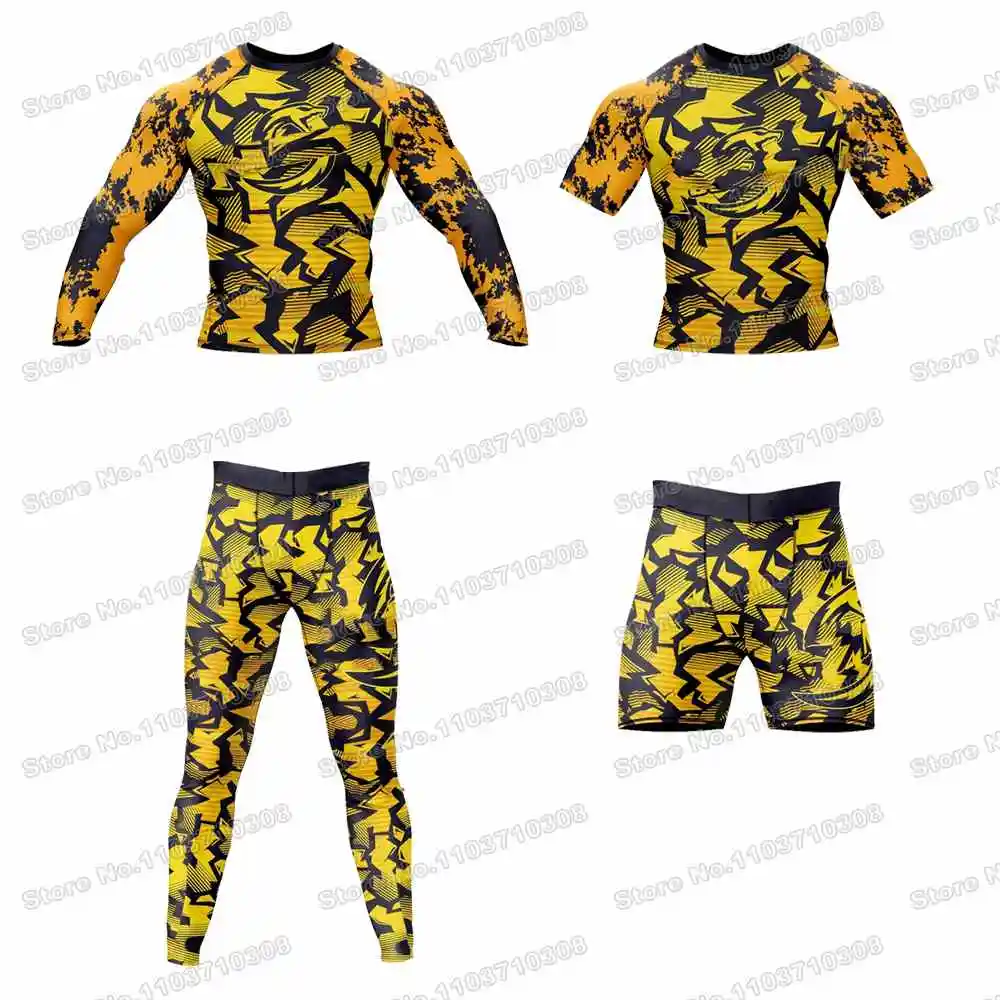 Dappled Shirts Short Rash Guards Surfing Beach Trousers Swimwear Diving Gym Long sleeves MMA BJJ Men Jiu Jitsu Fitness Sets