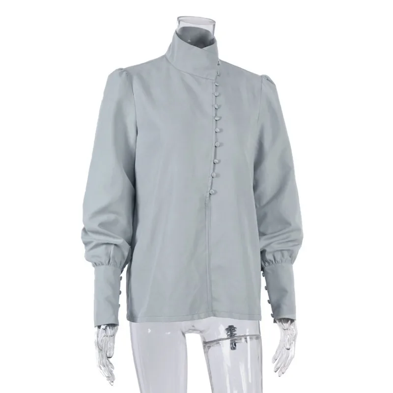 Women 2026 Spring Summer New Hot Selling Long Sleeve Chinese Stand Collar White Blouse Elegant Office Commute Trendy Chic Daily
