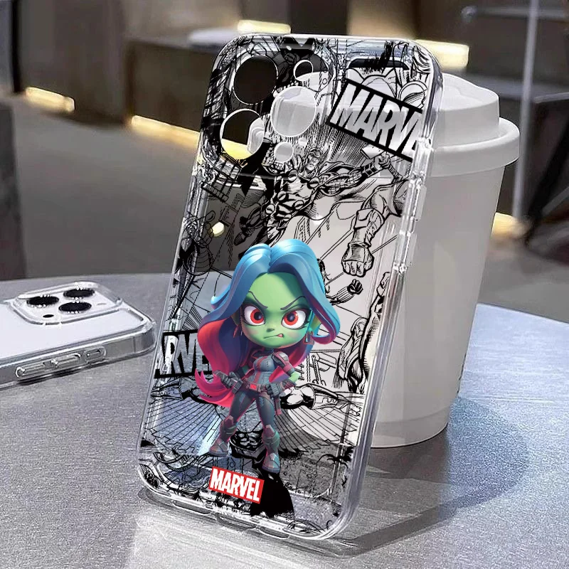 Marvel Avengers Thanos Gamora For Realme10 9 C30 53 63 Narzo50 Find X5 Reno12 11 10 8 7 6 Pro Plus Transparent Space Phone Case