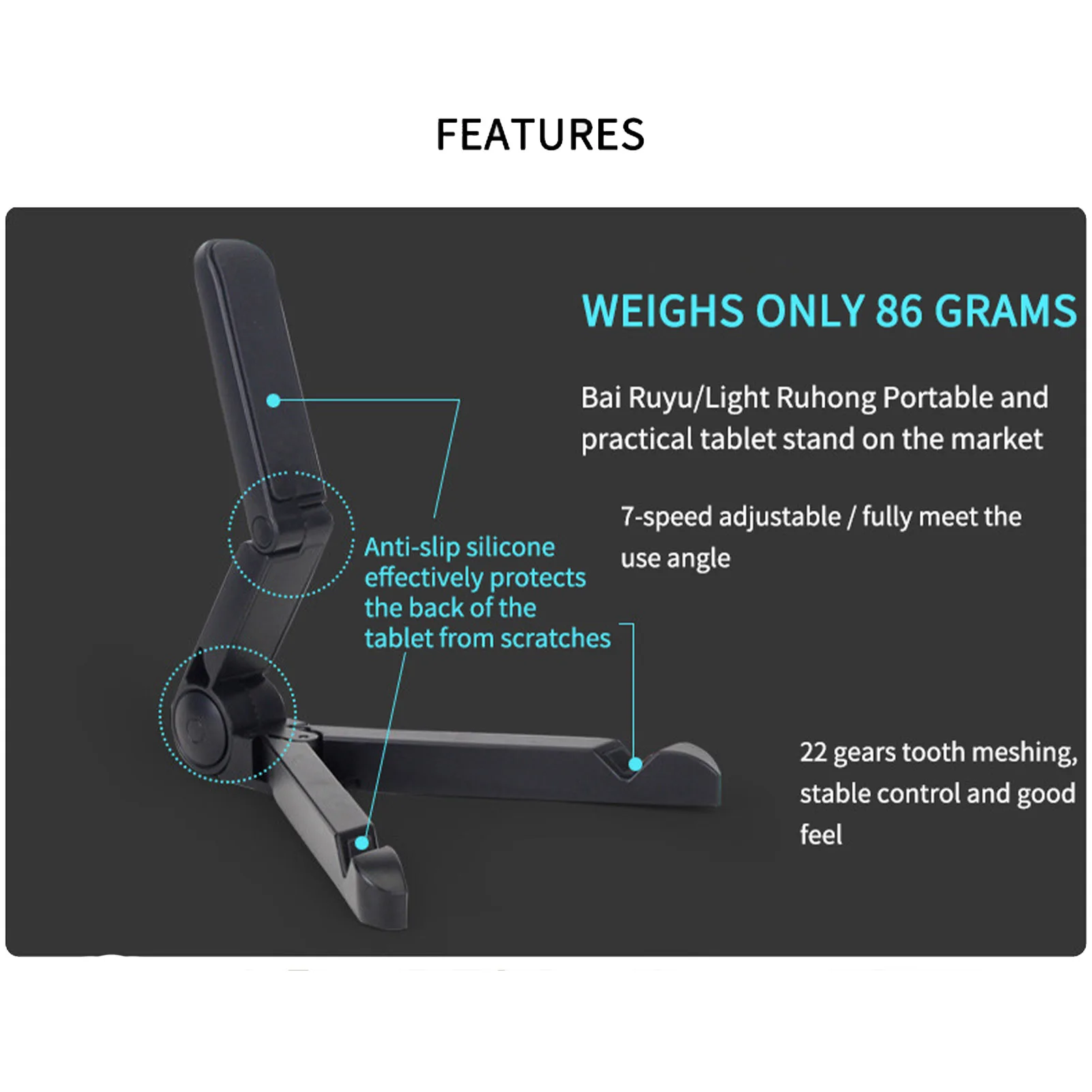 Adjustable Tablet Stand Portable Desktop Phone Holder Multi-Angle Desktop Stand Holder Dock Compatible With Tablets And Cell