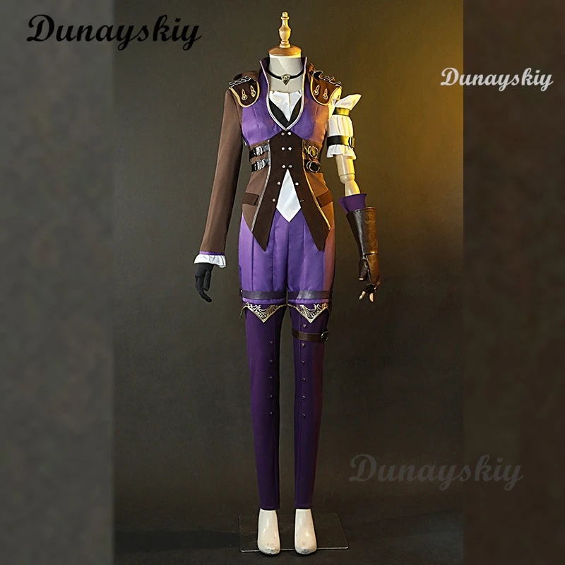 Game LOL Caitlyn Kiramman Sheriff of Piltover Cosplay Costume Small Cake Coat Uniform Wig Woman Sexy Carnival Suit Customized