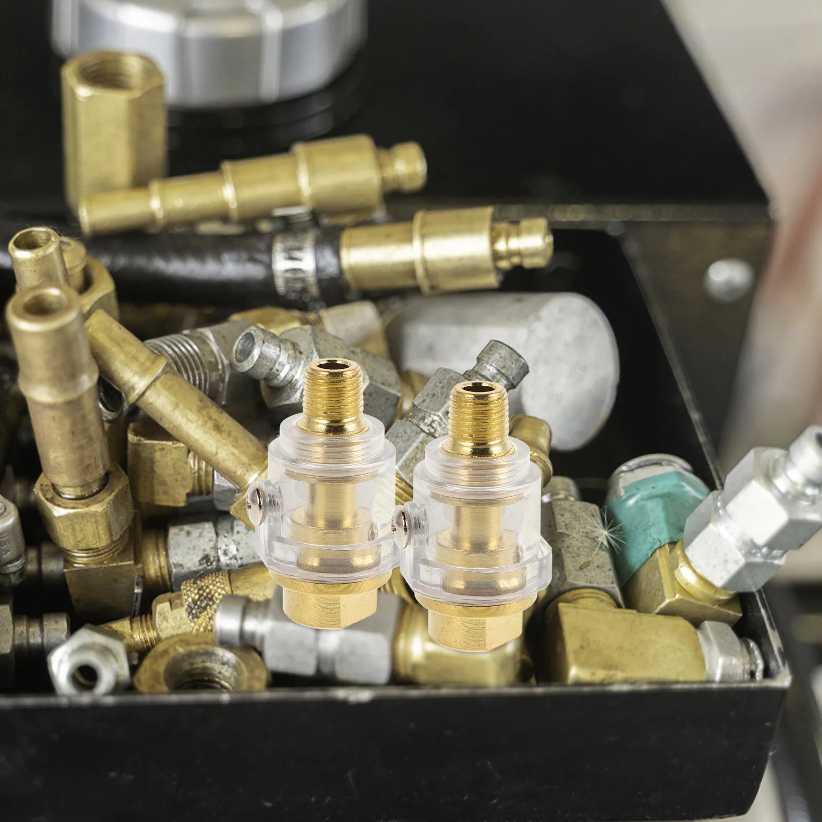 

1/4 Inch Oiler Brass Plastic Lubricator for Air Tools Prevents Rust Corrosion Smooth Operation Air Compressor Accessories