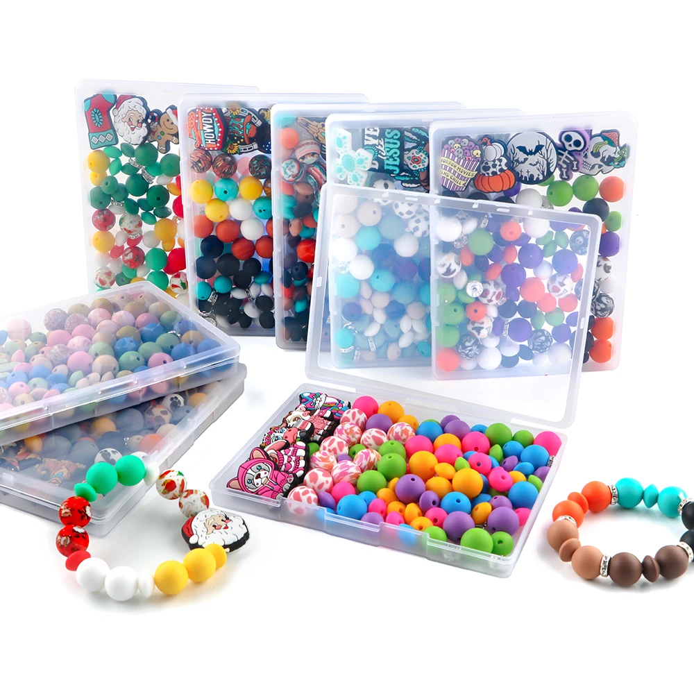 Sunrony 100pcs New Silicone Text/Animal/Plant Focus Bead Set DIY Pen Keychain Bracelets Necklace Accessories For Jewelry Making