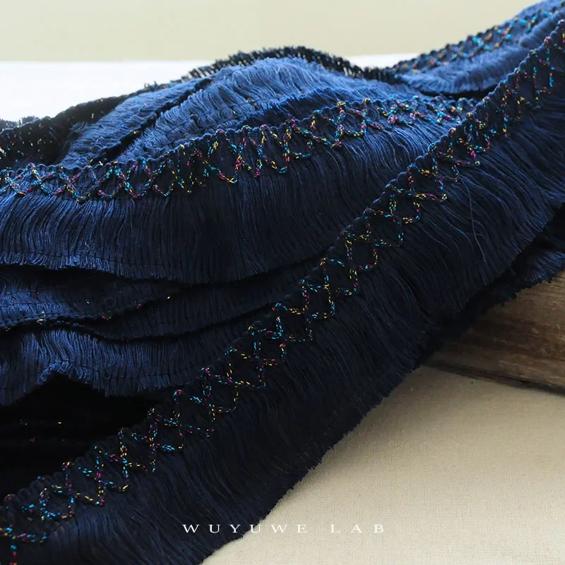 1yard Pink Navy Blue Woven Tassel Ethnic Style Lace Trims Handmade DIY Skirt Hem Skirt Curtain Decoration Accessories wide 5cm