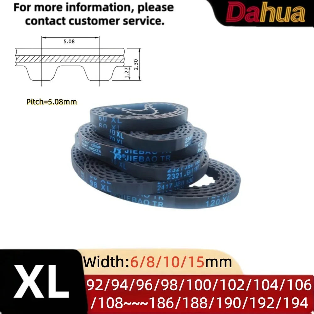 XL Rubber Timing Belt Pitch 5.08mm 92/94/96~184/186/188/190/192/194mm Length Closed-Loop Synchronous Belt Width 6mm 8mm10mm15mm