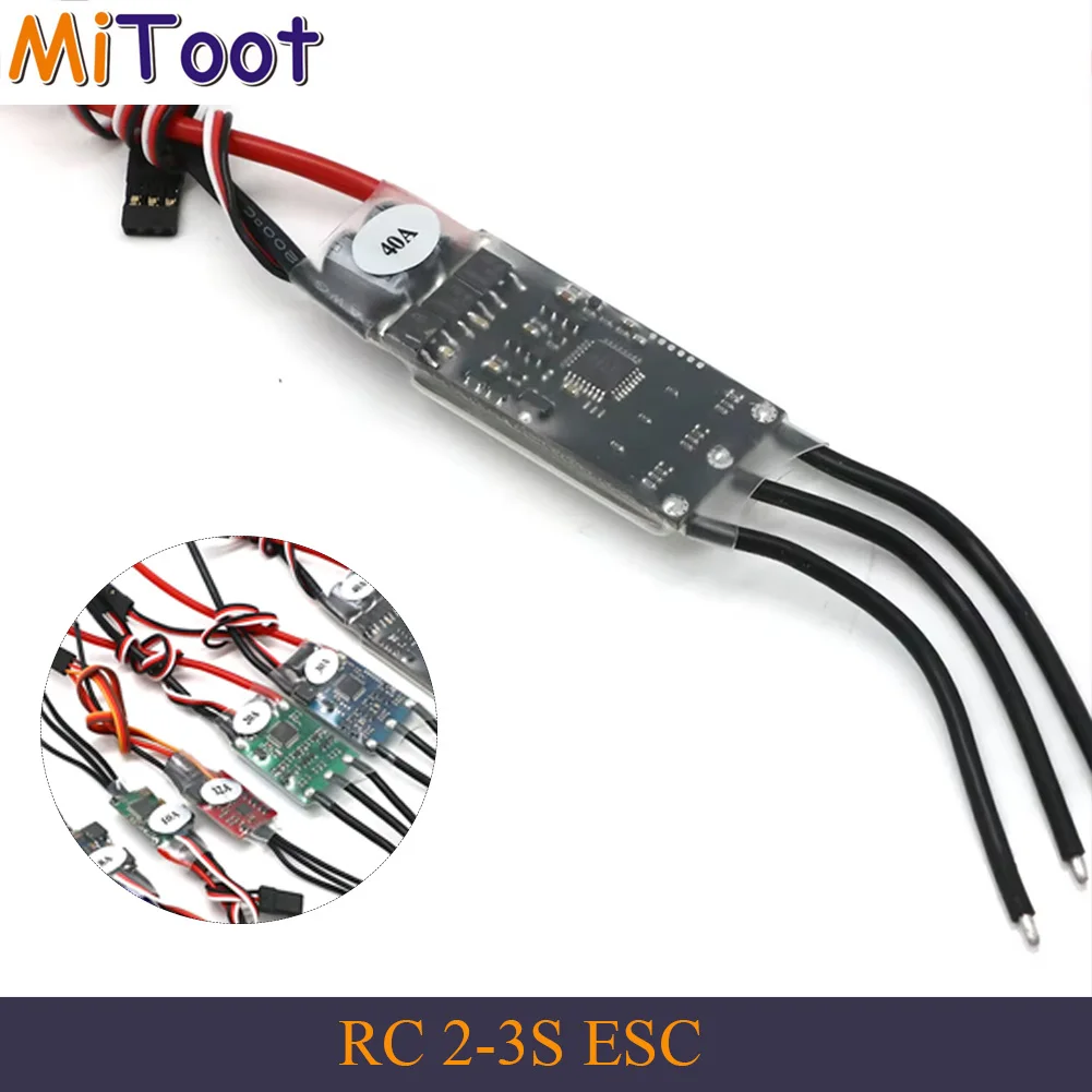 Contrôleur électronique de vitesse sans balais 2-3S RC ESC 6A 8A 10A 12A 15A 20A 30A 40A avec UBEC 5V pour avion RC, multicoptère, drone