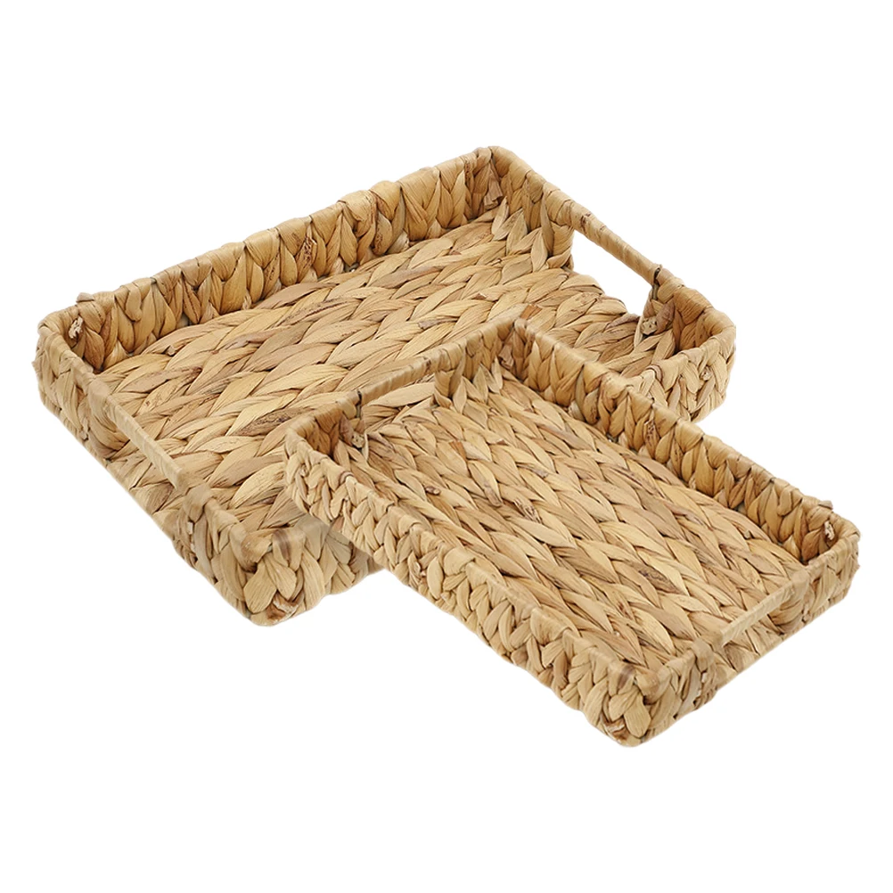 

Woven Storage Basket Rattan Straw Tray Fruit Plate Decorative Item Living Room Bedroom Kitchen Bathroom Multi Function Neat