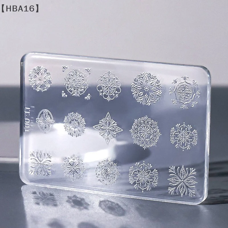 1 個ミラーパターンフラワーハートちょう結びスタースノーフレークネイルアクセサリーマニキュアシリコーン彫刻金型 DIY テンプレート