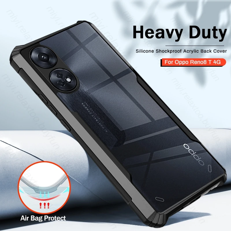 Clear Acrylic Shockproof Armor Coque For Oppo Reno8 T 4G CPH2481 6.67