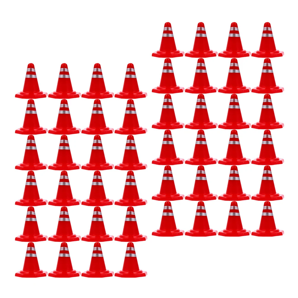 

60pcs Traffic Road Cones Simulation Play Miniature Roadblocks Pretend Play Road Signs For Kids Sand Table Architecture Building
