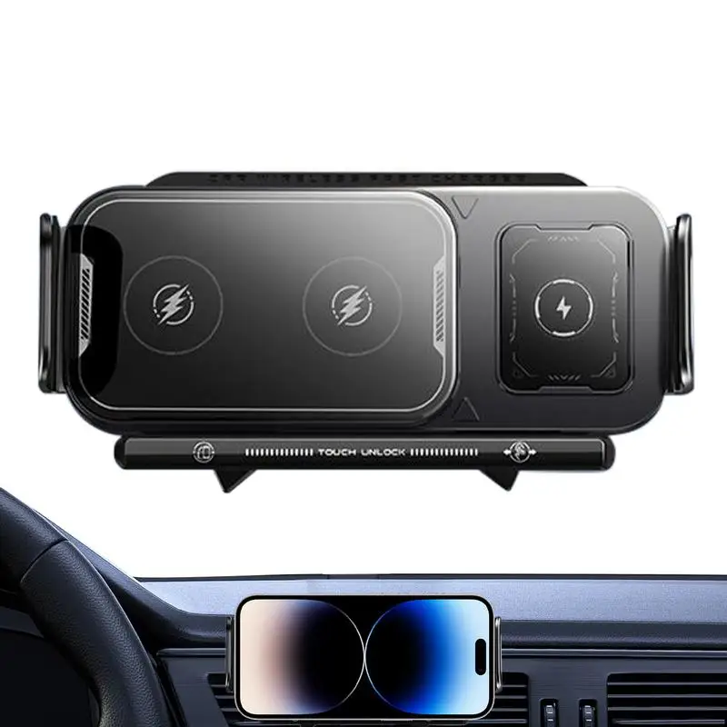 

Car Wireless Charger Phone Touch Rotate Stand Smart Fast Charger Cellphone Holder For Auto Console Air Vent Road Trip Truck