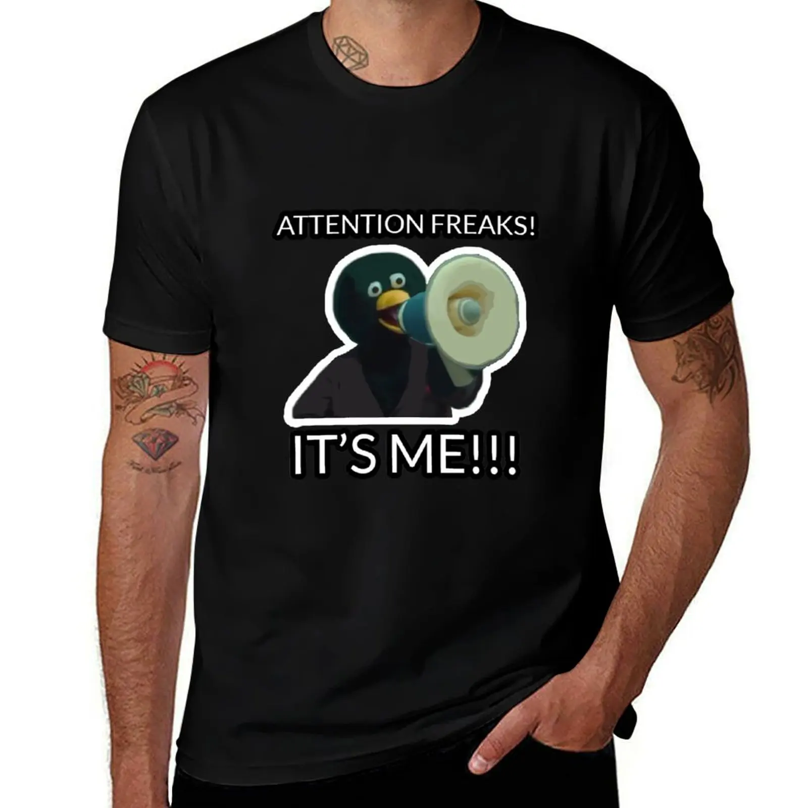 

Duck Guy DHMIS - Attention Freaks! It's Me! T-Shirt Utility Work Short Sleeve Top