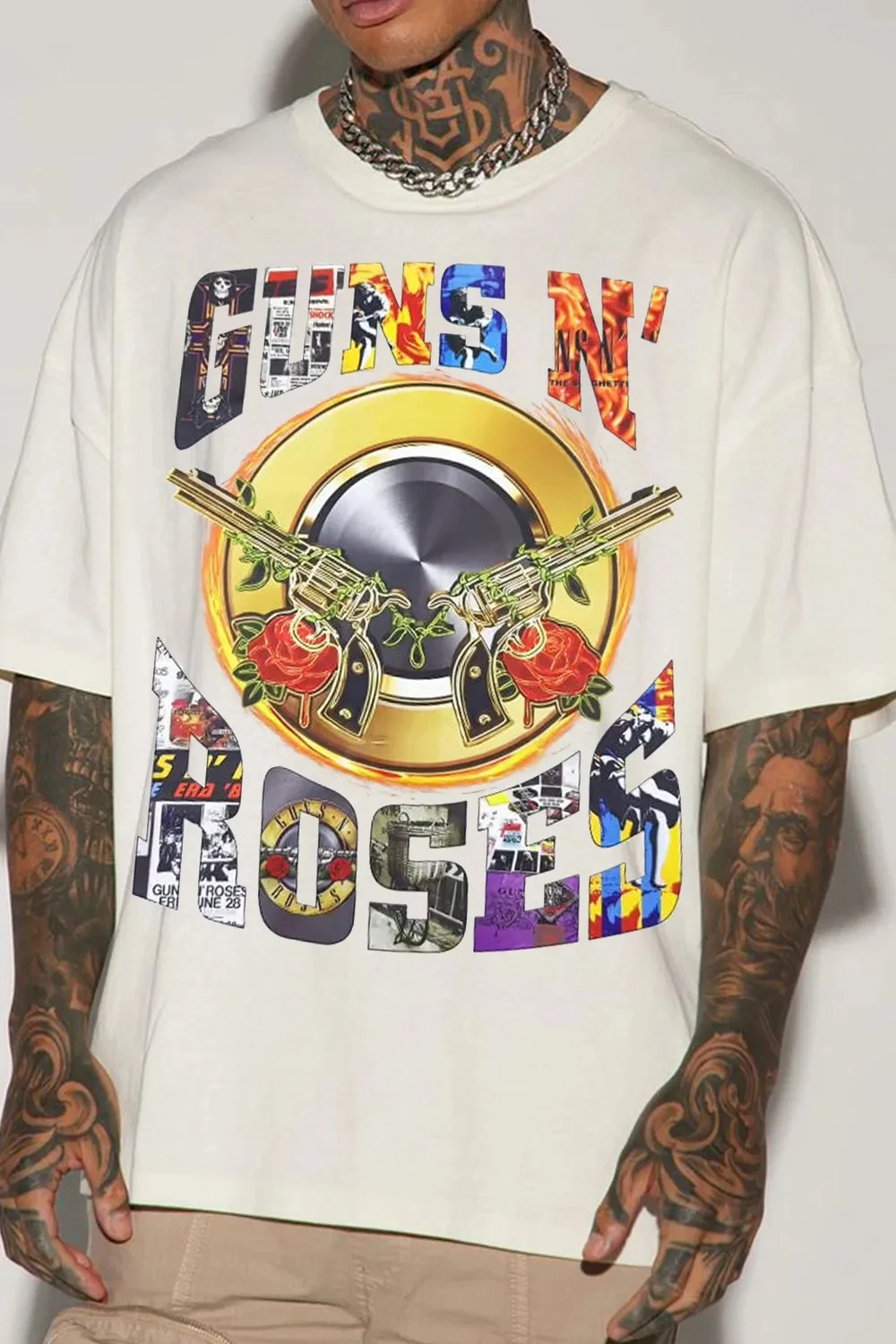Guns N' Roses Band T Shirt Mens Womens Cotton Tees Ummer Casual Short Sleeve Round Neck Clothing Loose Tops Trend